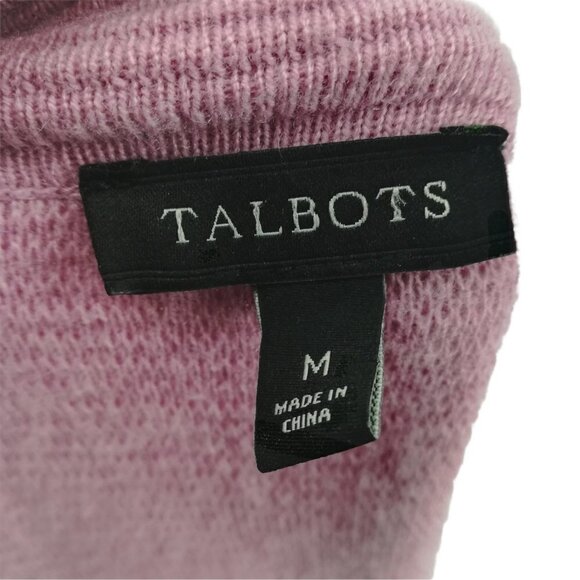 Talbots Pink Open Front Ribbed Cardigan Sweater Size M Pockets Wool Long Sleeve - Picture 11 of 12